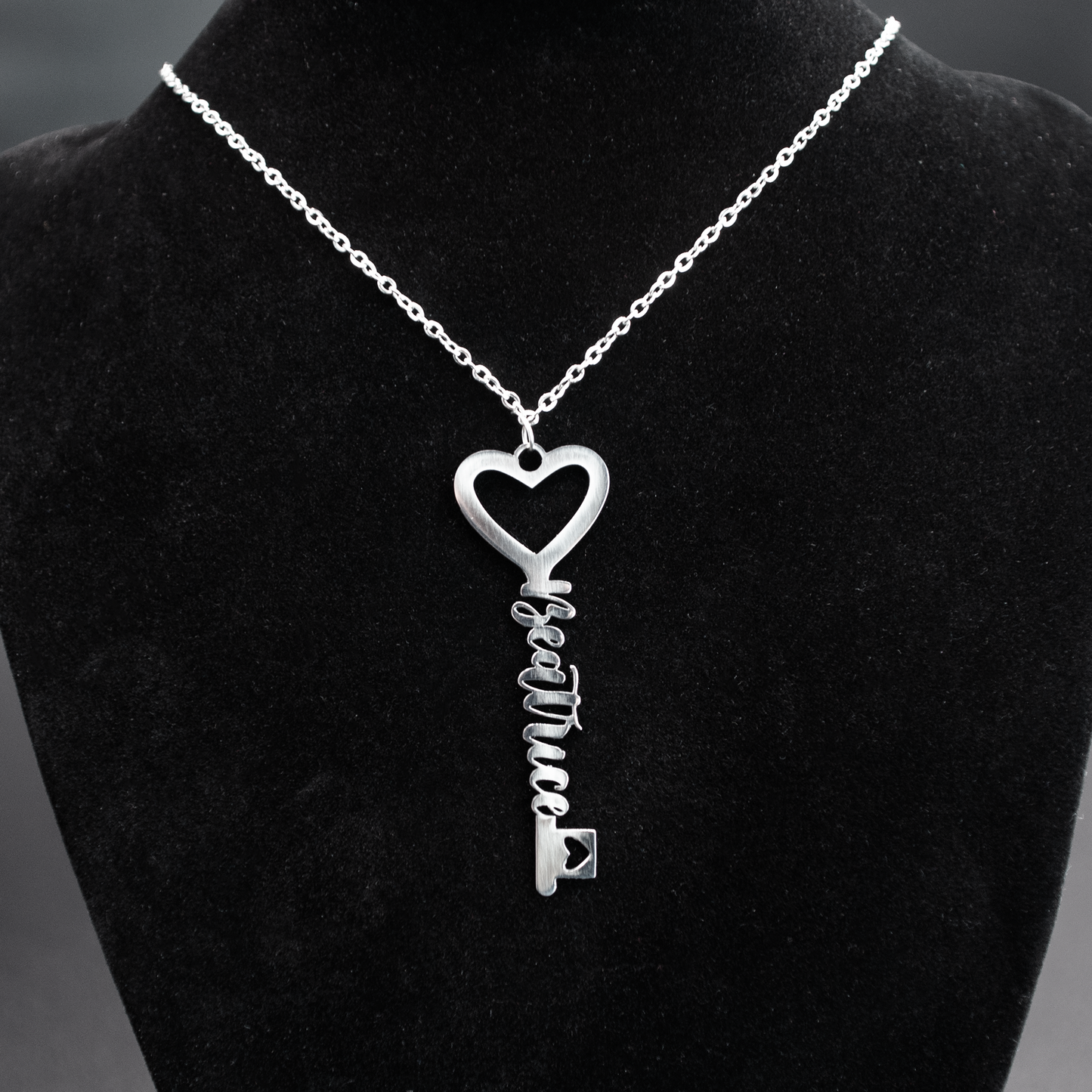 Personalized Heart Key Necklace