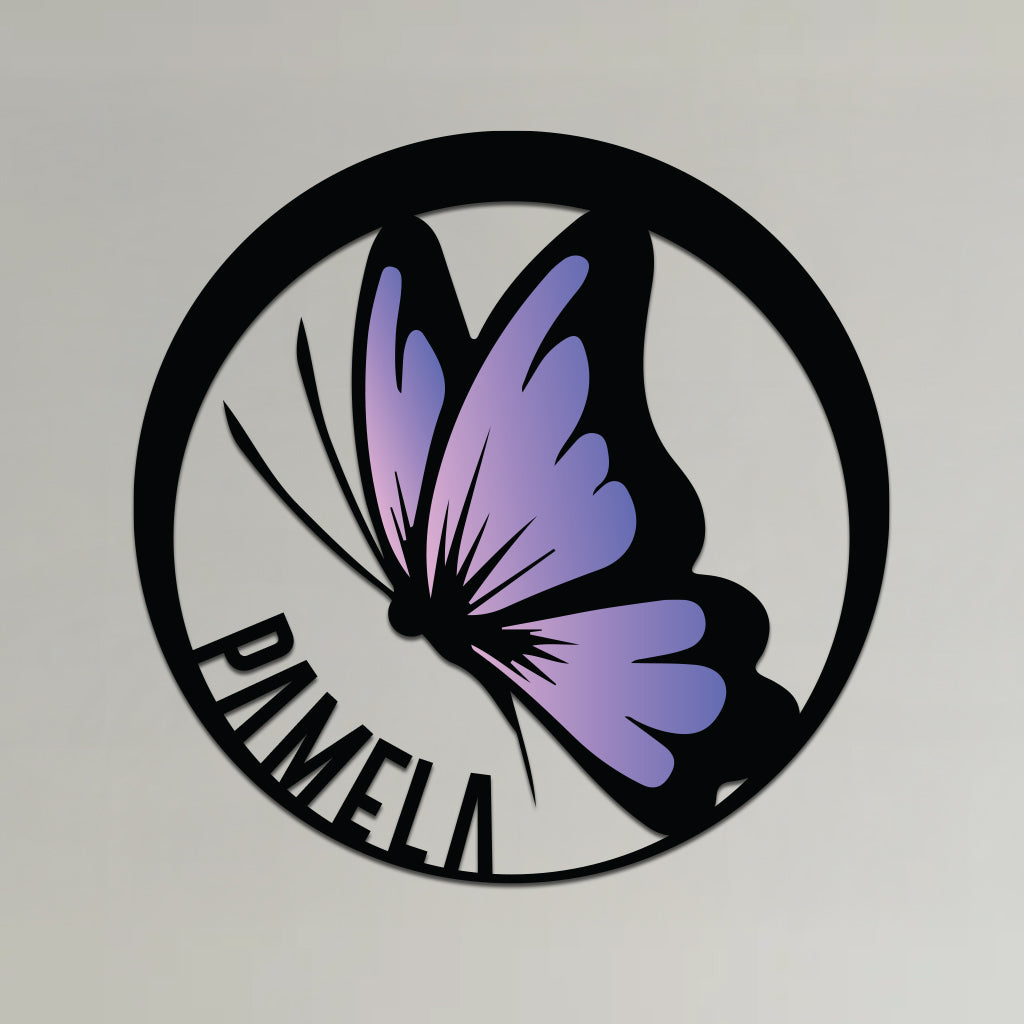 Colorful Butterfly Name Sign