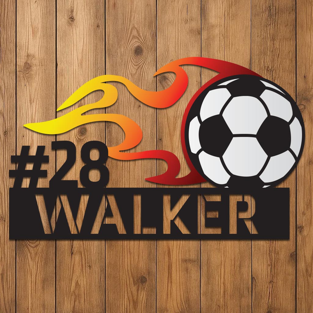Colorful Flaming Soccer Name Sign