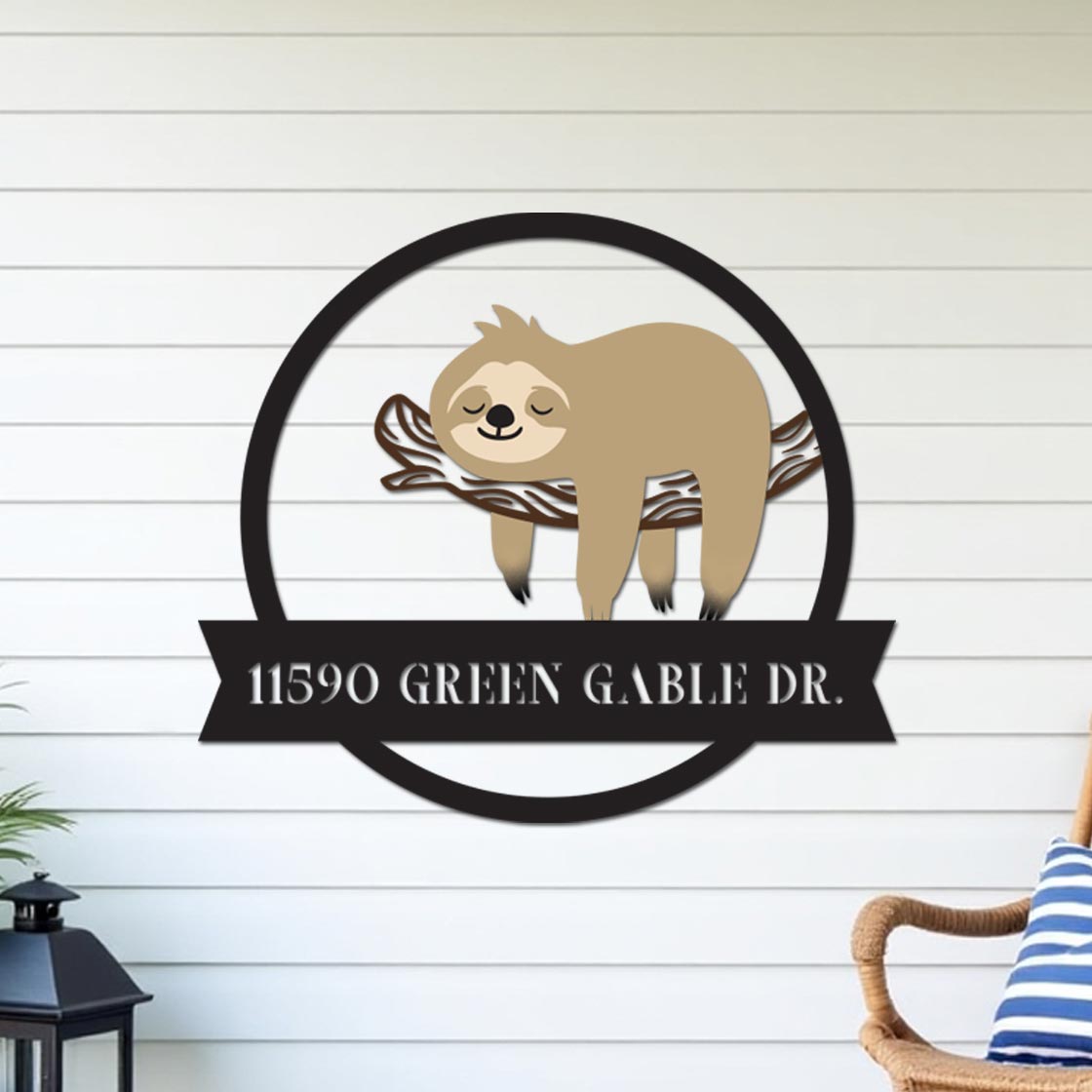 Colorful Sloth Address Sign