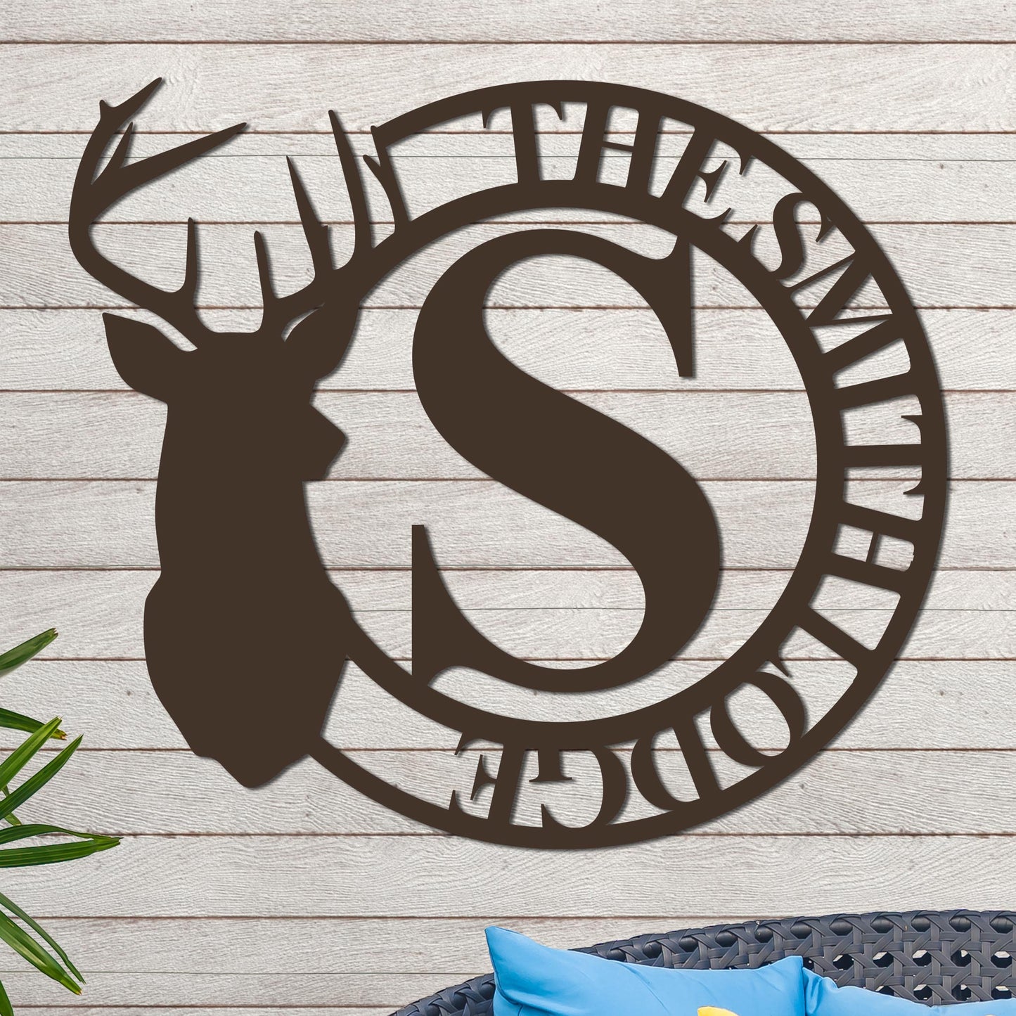 Deer Head Monogram Name Sign