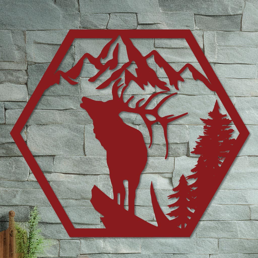 Deer on a Mountain Cliff Sign