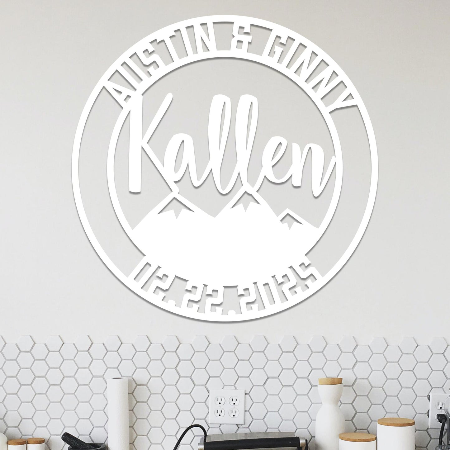 Family Sign, Mountains, Names and Date