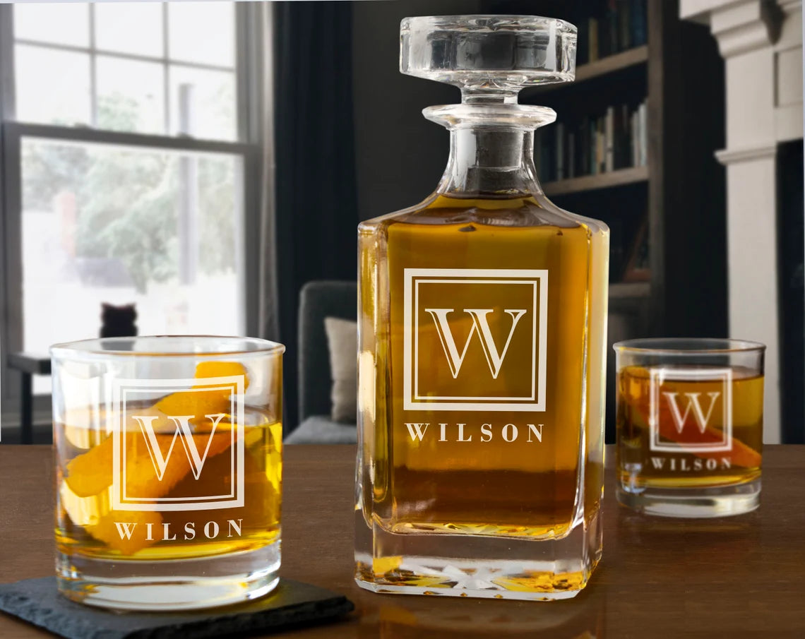 Monogram Whiskey Decanter Set