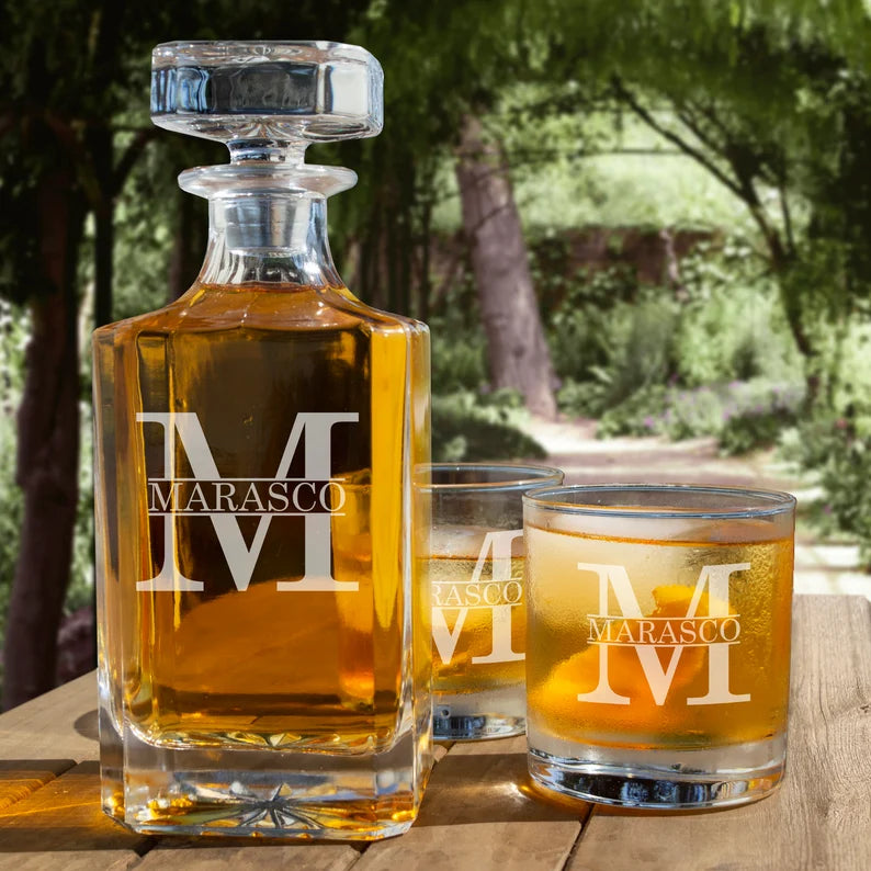 Monogram Whiskey Decanter Set