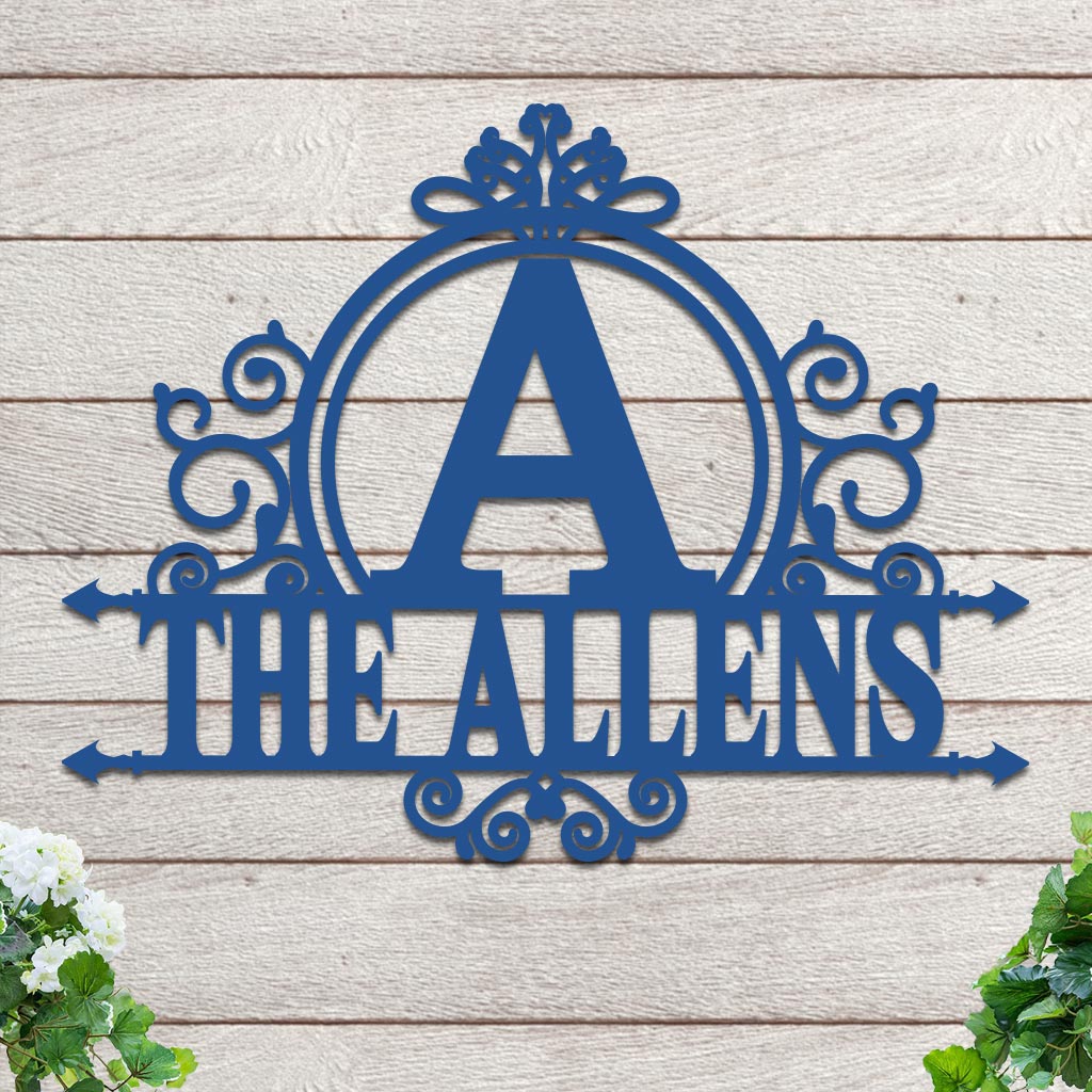 Initial Scroll Family Name Sign