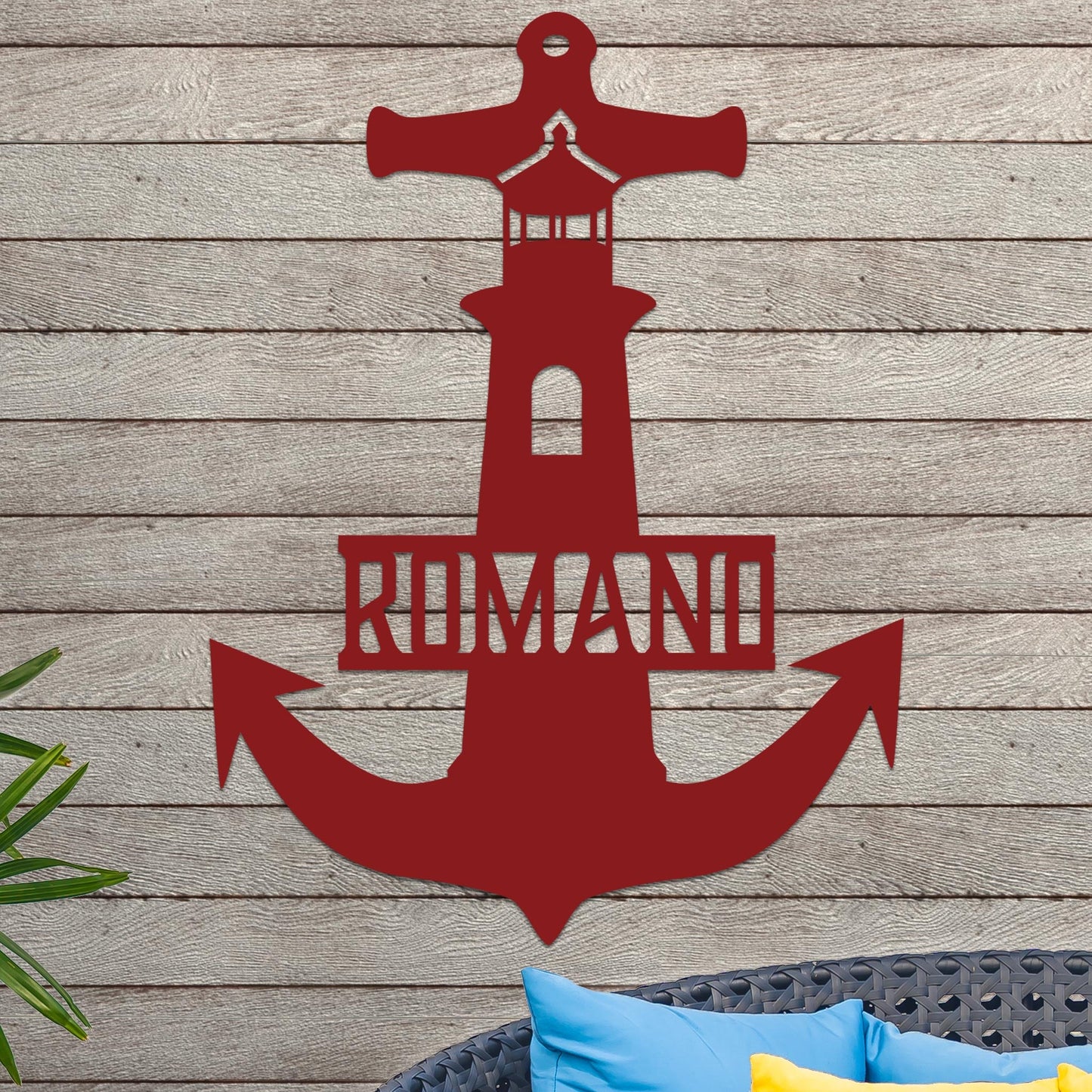 Lighthouse Anchor with Family Name