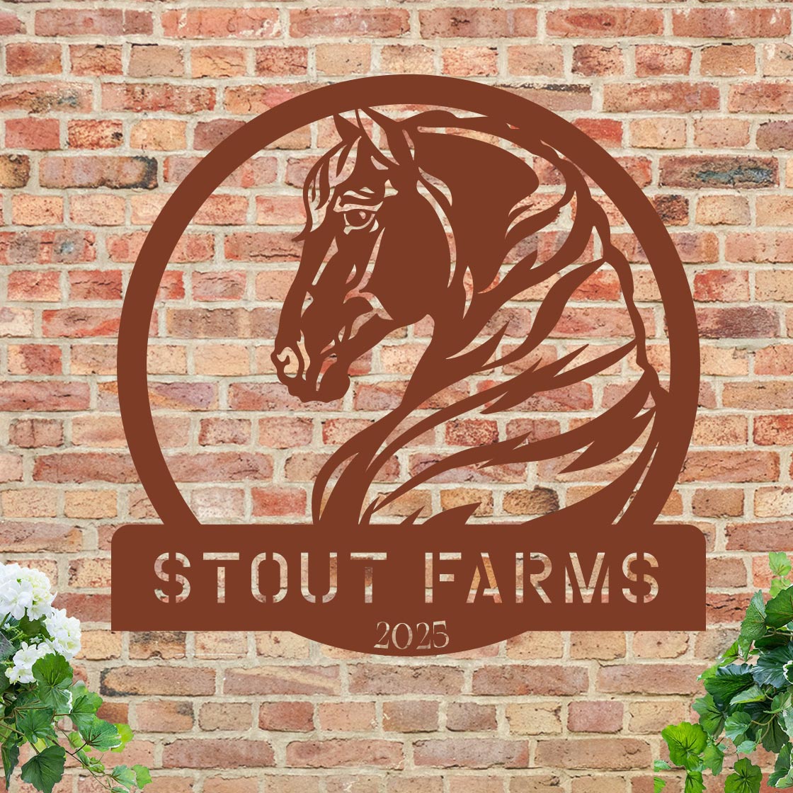 Metal Horse Farm Sign w Year