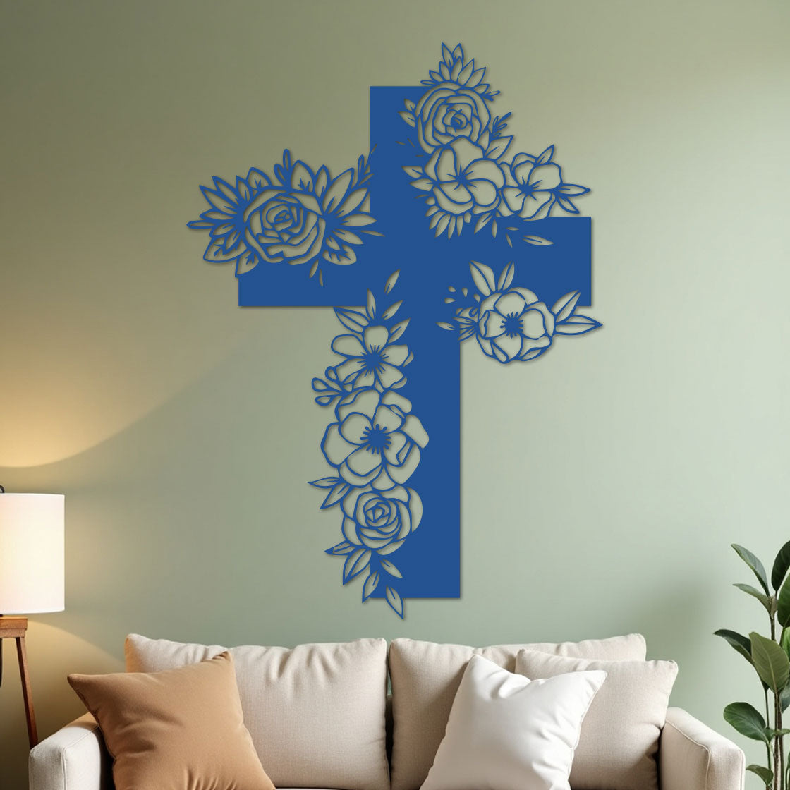 Simple Cross with Flowers