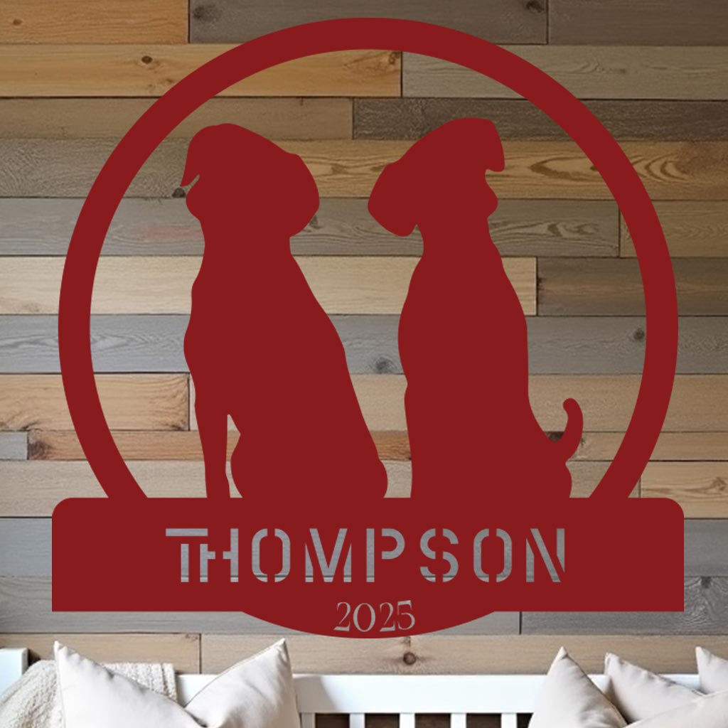 Two Dogs w Name Sign