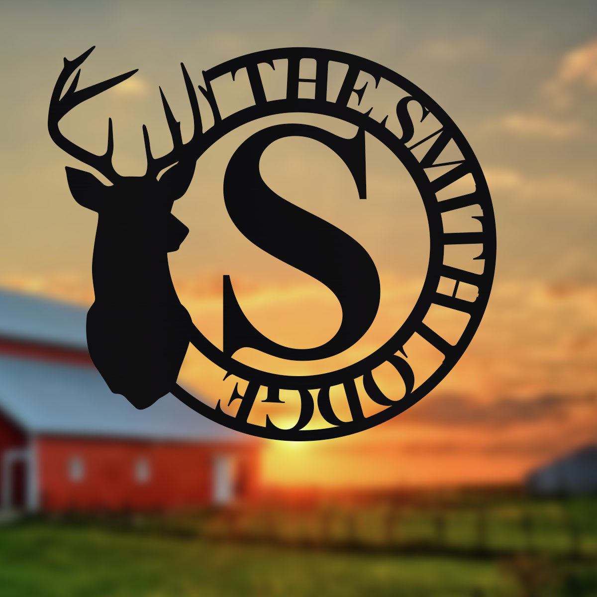 Deer Head Monogram Name Sign