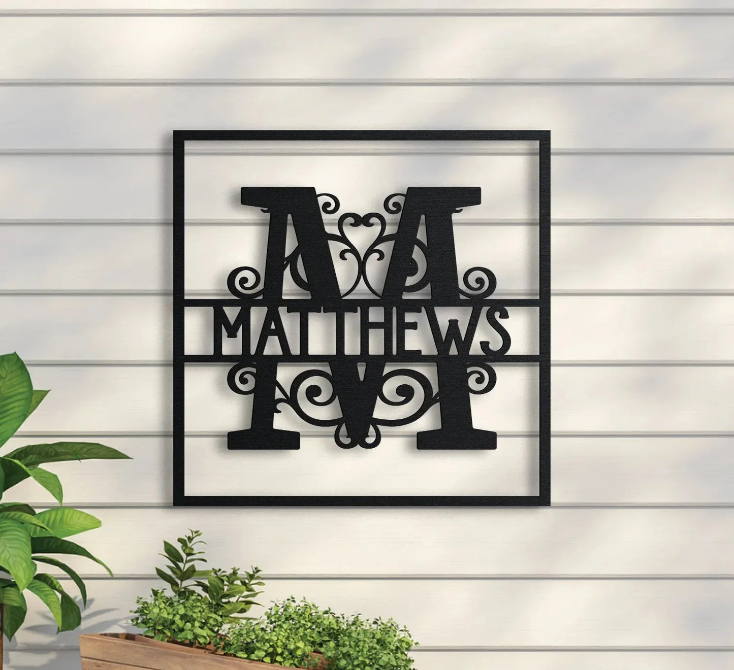 Vined Monogram in Square Sign