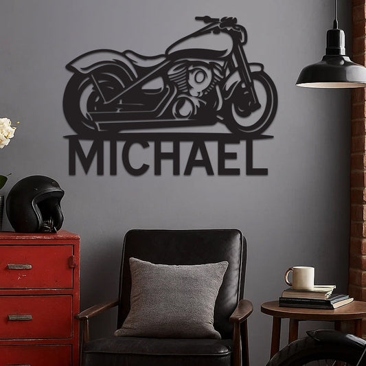 Motorcycle w Name Sign
