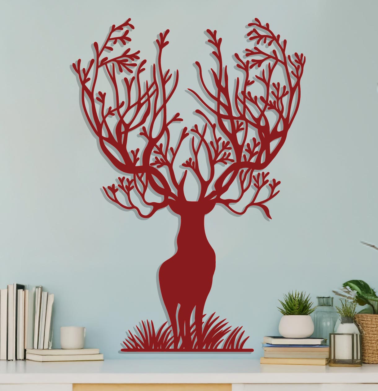 Stag with Branches for Antlers Sign