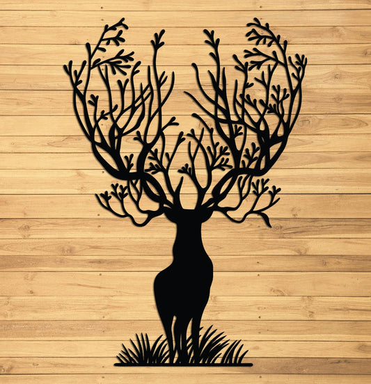 Stag with Branches for Antlers Sign