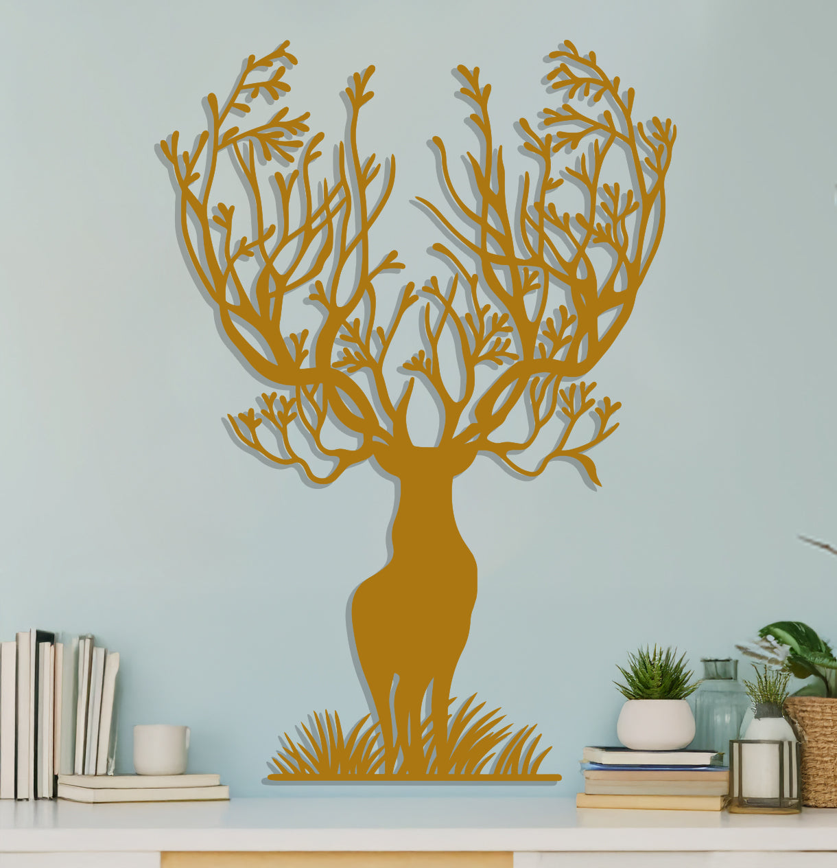 Stag with Branches for Antlers Sign
