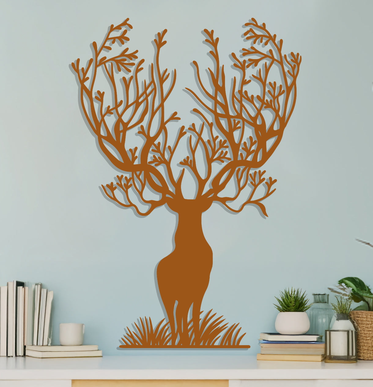 Stag with Branches for Antlers Sign