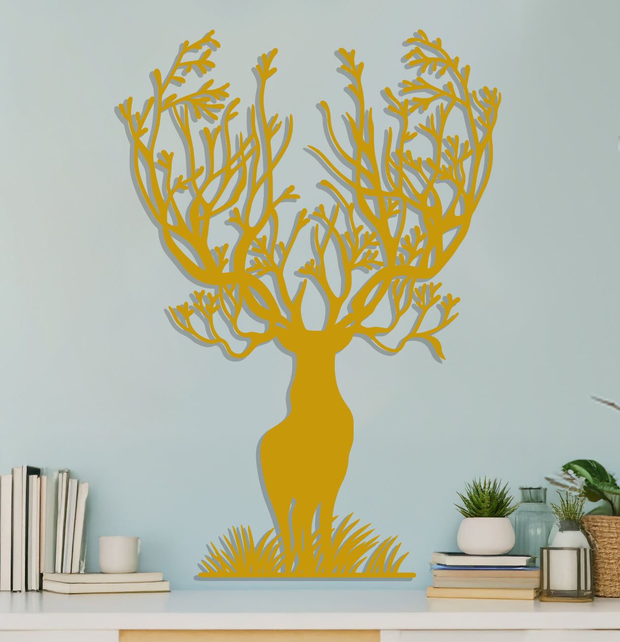 Stag with Branches for Antlers Sign