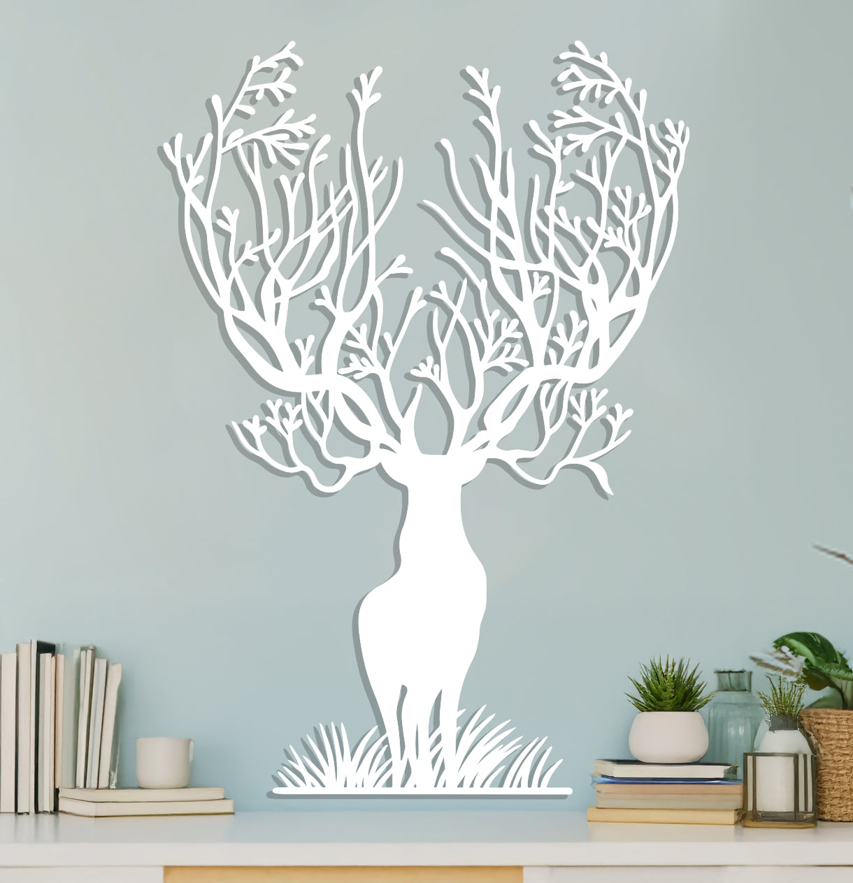 Stag with Branches for Antlers Sign