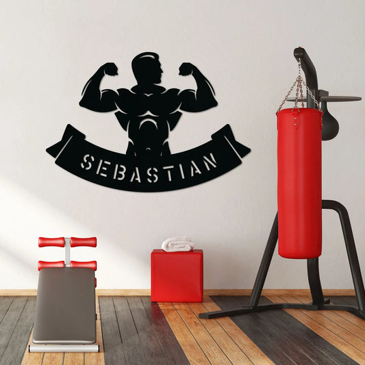 Body Builder Flexing Up Name Sign