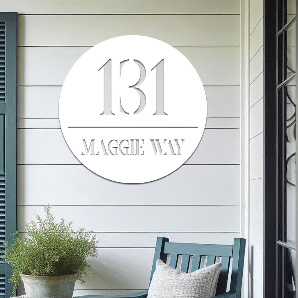 Address Sign, Number and Street