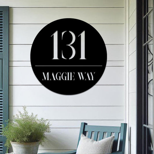 Address Sign, Number and Street