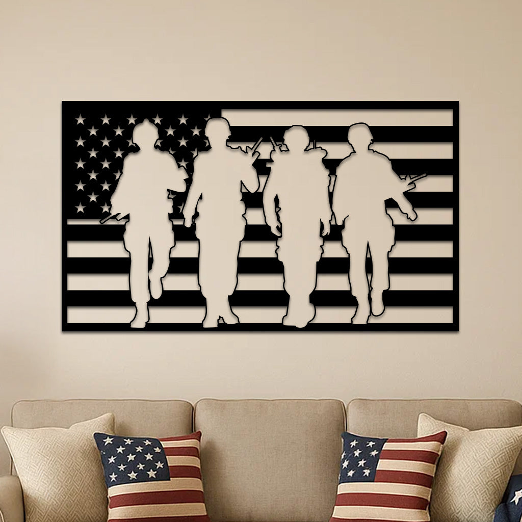 American Flag and Soldiers