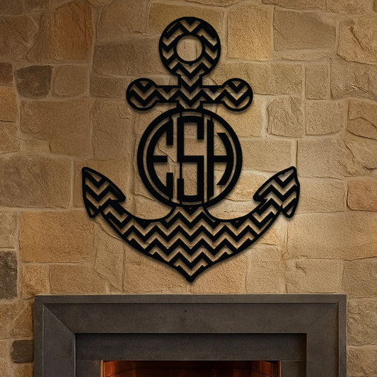 Anchor with Chevron Design and Monogram