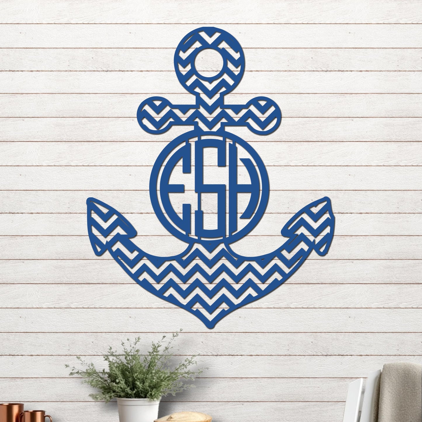 Anchor with Chevron Design and Monogram