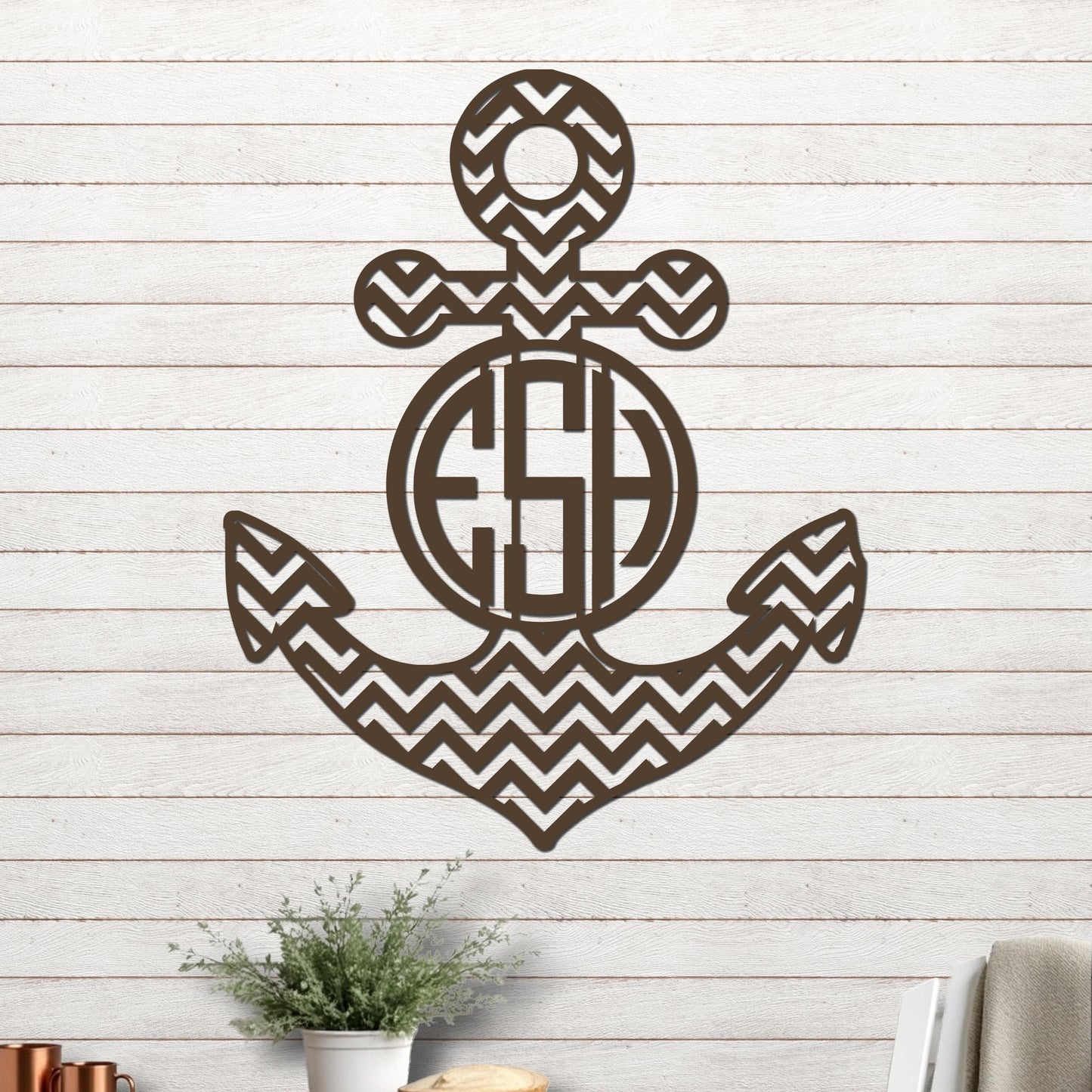 Anchor with Chevron Design and Monogram