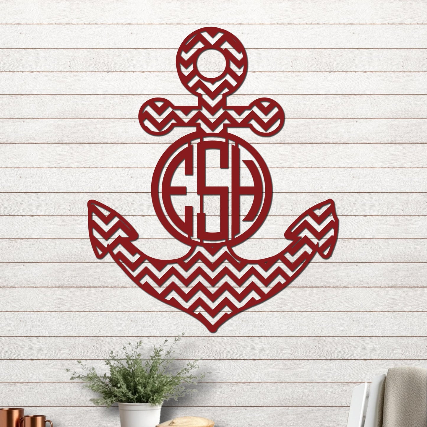Anchor with Chevron Design and Monogram