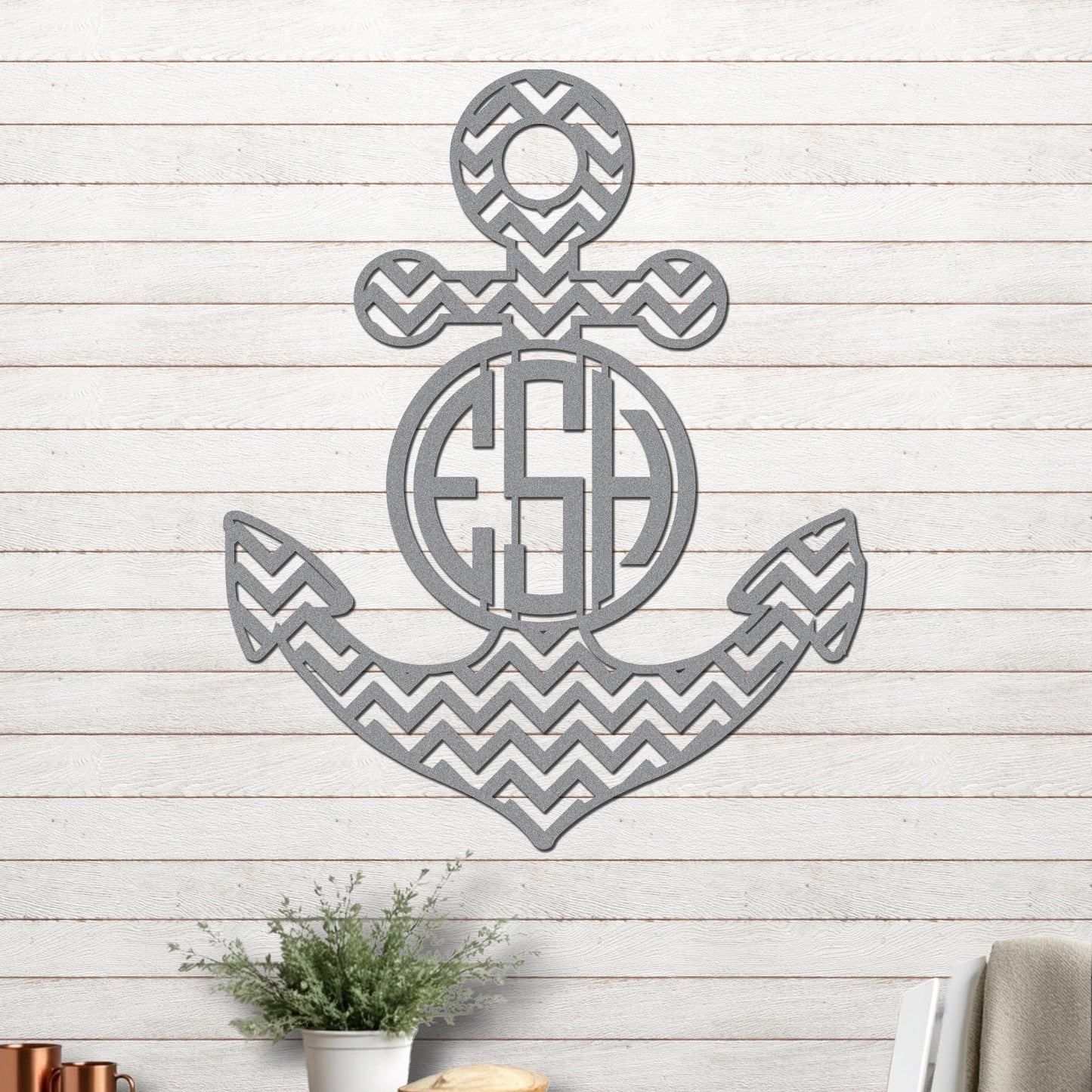 Anchor with Chevron Design and Monogram