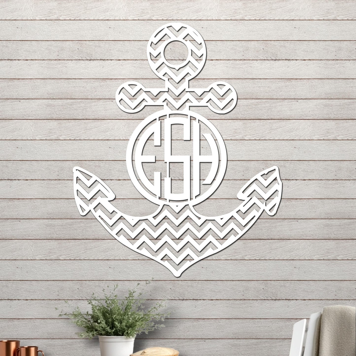 Anchor with Chevron Design and Monogram