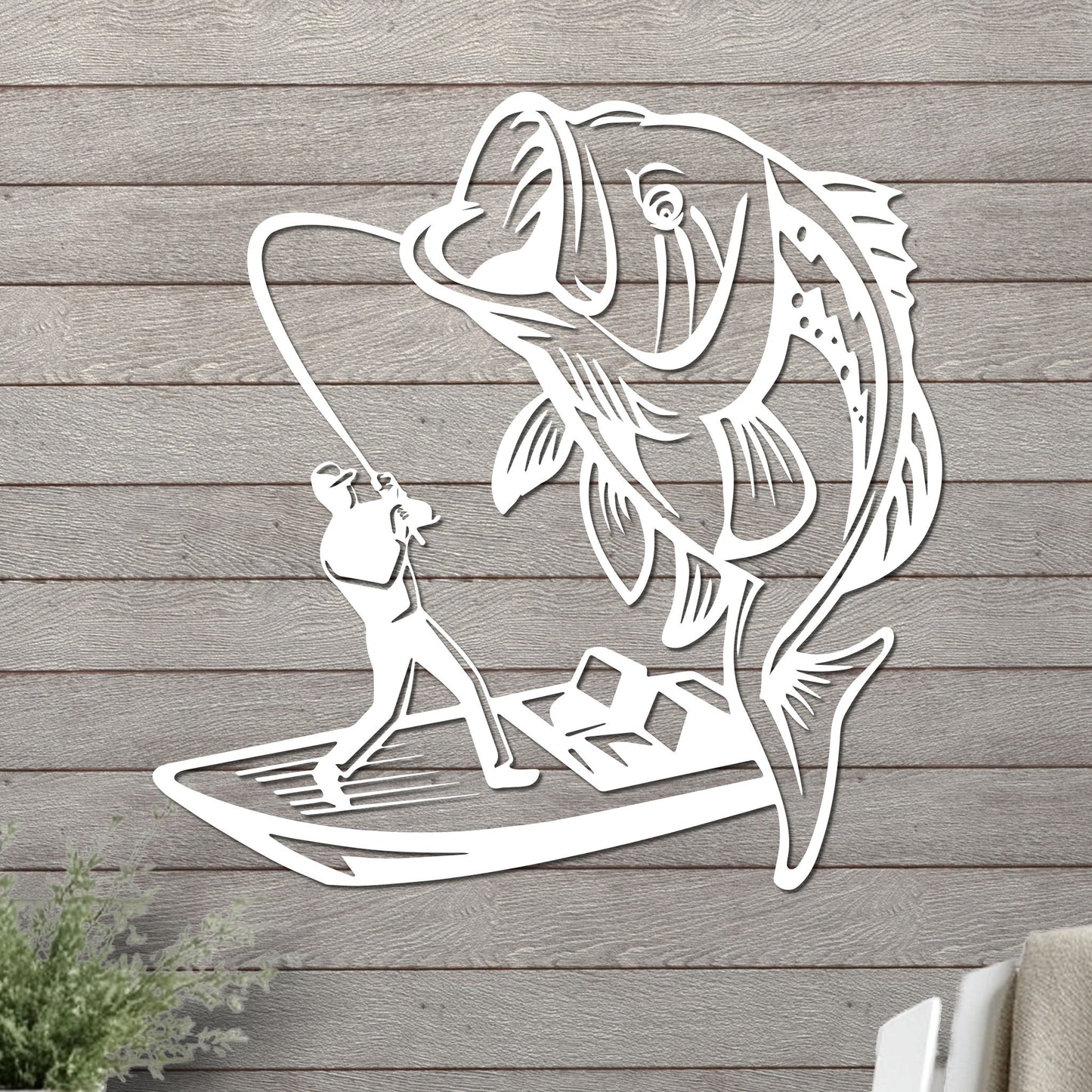 Bass Fishing On a Boat Sign