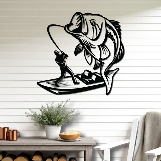 Bass Fishing On a Boat Sign