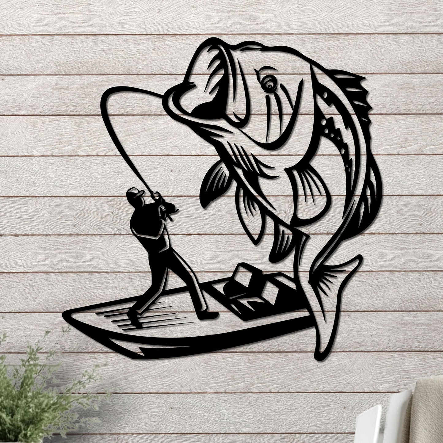 Bass Fishing On a Boat Sign