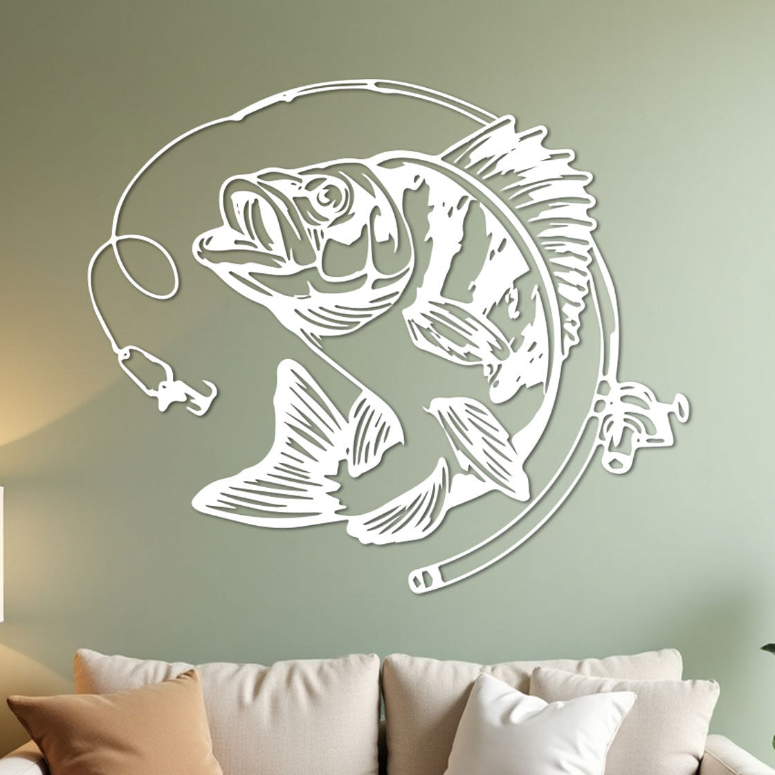 Bass Fishing w Rod Sign