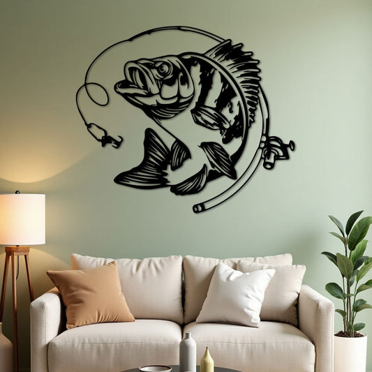 Bass Fishing w Rod Sign