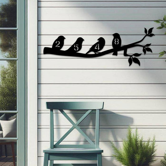 Birds On Branch Address Sign