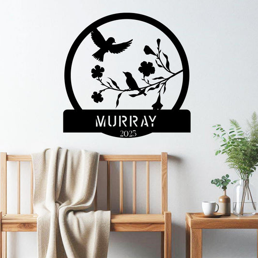 Birds on Branch w Name Sign