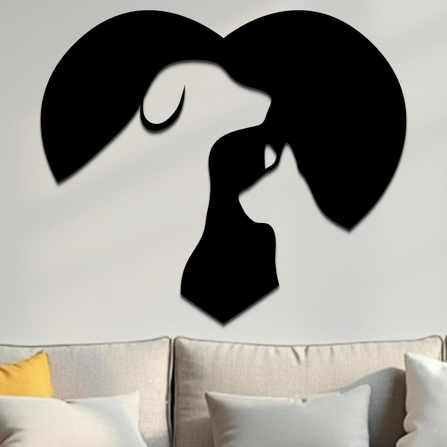 Cat and Dog in Heart Sign