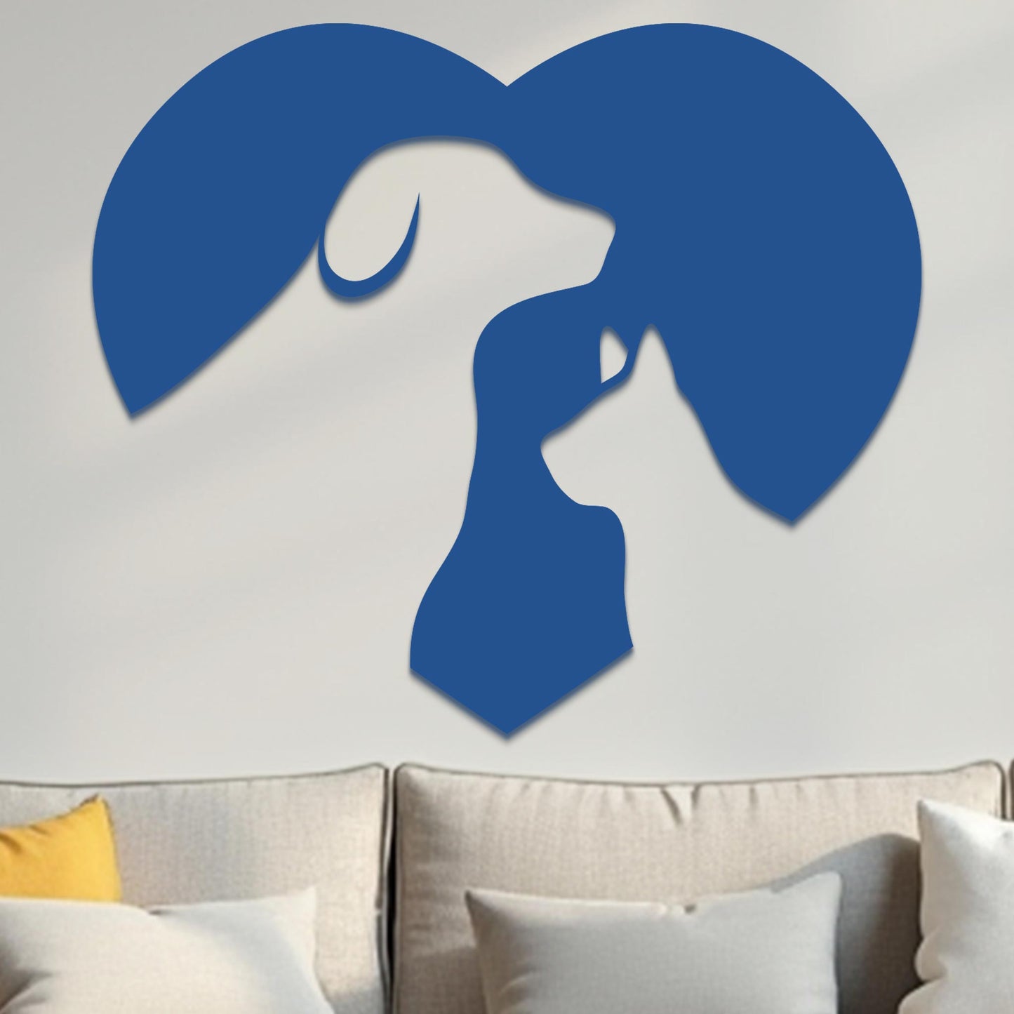 Cat and Dog in Heart Sign