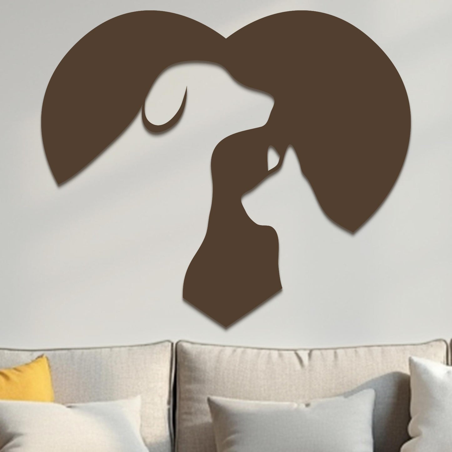 Cat and Dog in Heart Sign