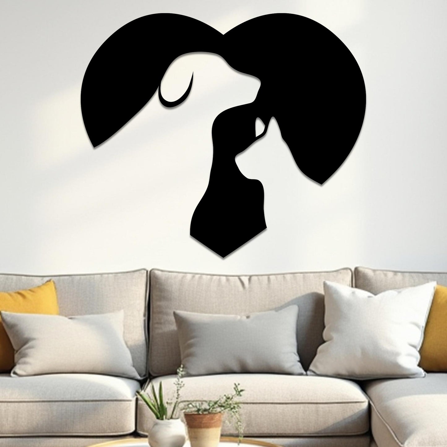 Cat and Dog in Heart Sign