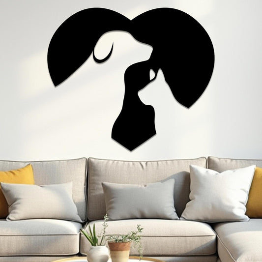 Cat and Dog in Heart Sign