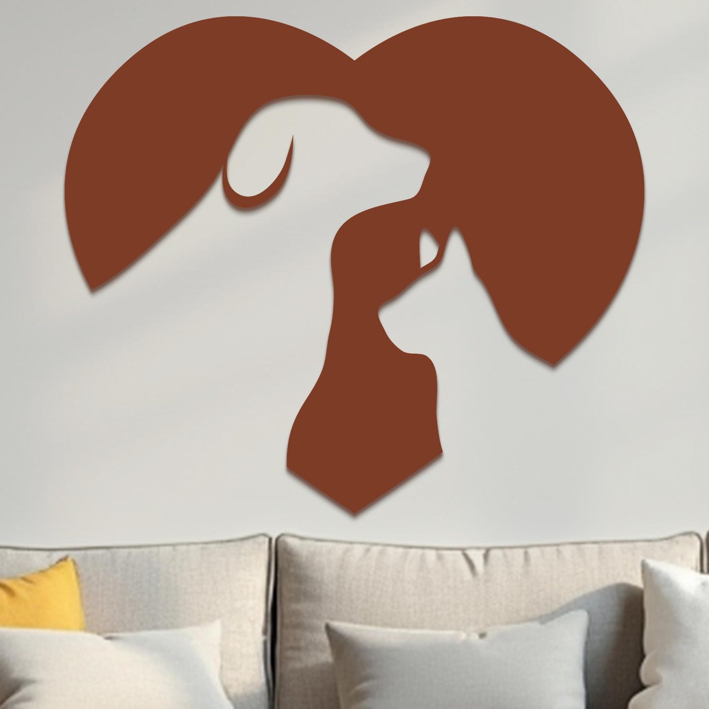 Cat and Dog in Heart Sign