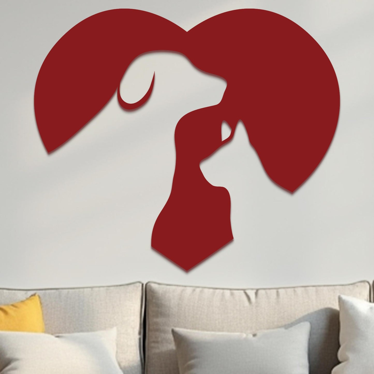 Cat and Dog in Heart Sign