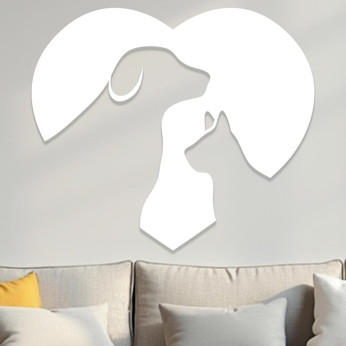 Cat and Dog in Heart Sign