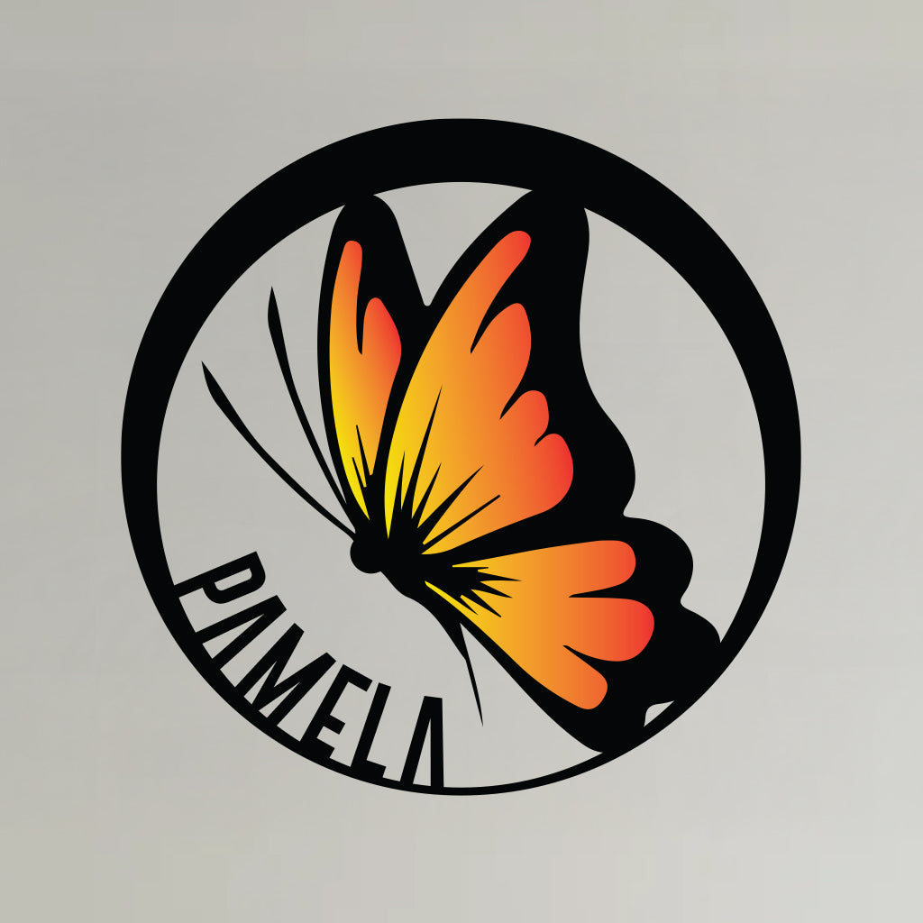 Colorful Butterfly Name Sign