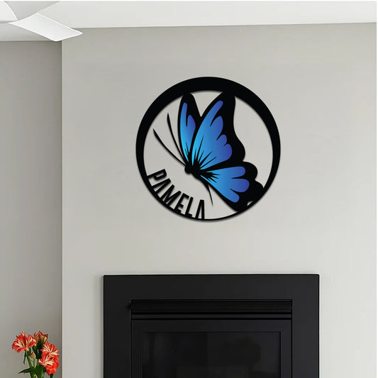 Colorful Butterfly Name Sign